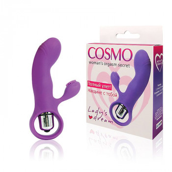 Фиолетовый вибромассажер Cosmo с покрытым усиками клиторальным стимулятором